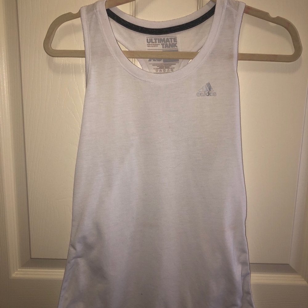 White Adidas Workout Racerback Tank Top